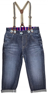 Джинсы Мамуляндия Мозаика – брюки на подтяжках для годовасика