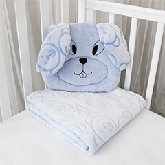 Baby Nice Micro Velur Plaid & Bunny Pillow