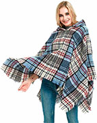 Женское пончо с капюшоном, в клетку