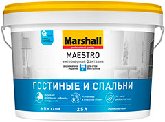 Краска маэстро marshall интерьерная классика bw для обоев и стен матовая 9л