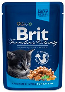 Brit Premium Chicken Chunks for kitten влажный корм